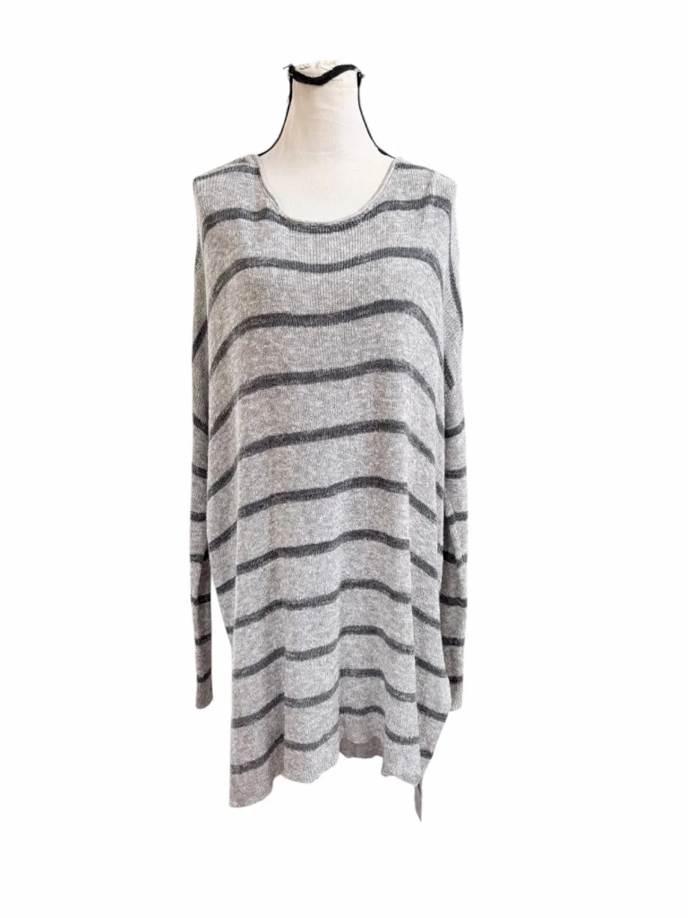 Free People gray striped oversized tunic sweater